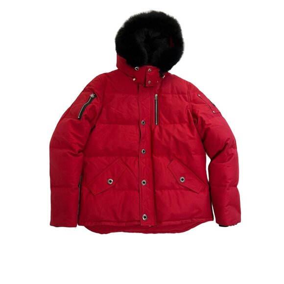 Moose Knuckle Women's Down Fur Hood Jacket in Red - Picture 1 of 3